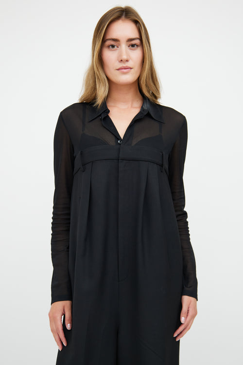 Tibi Black Wool High-Waist Jumpsuit