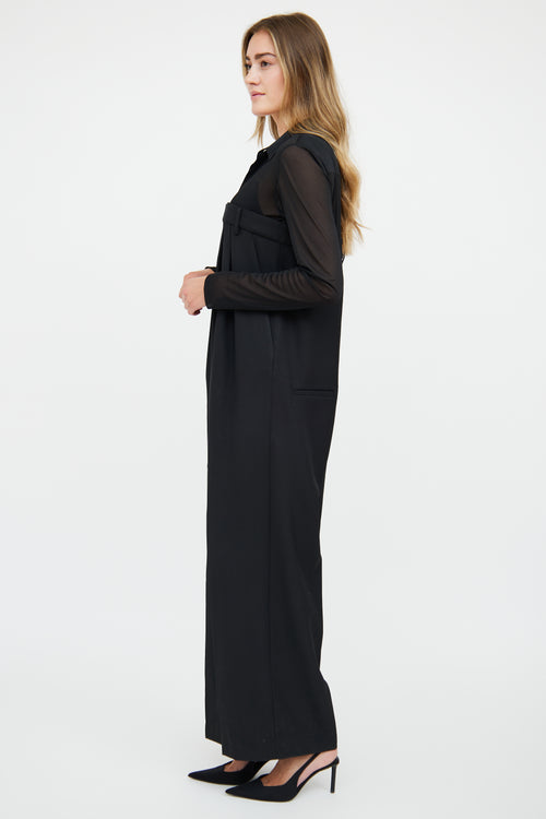 Tibi Black Wool High-Waist Jumpsuit