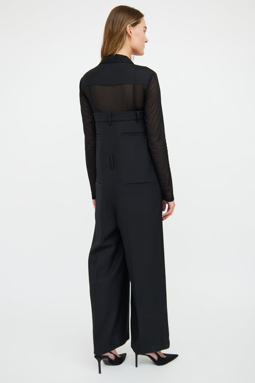 Tibi Black Wool High-Waist Jumpsuit