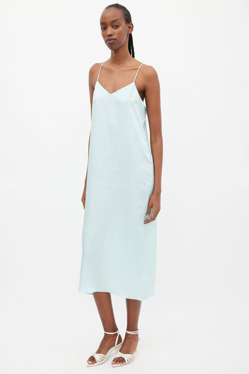 Tibi Blue Satin Slip Dress