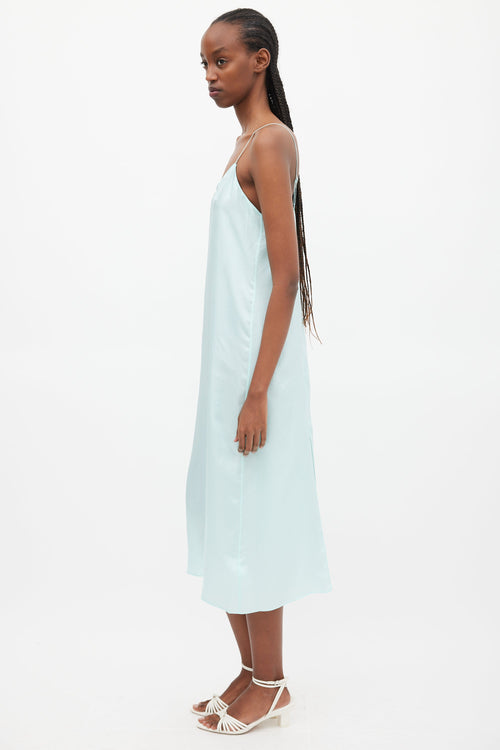 Tibi Blue Satin Slip Dress