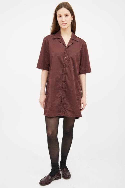 Button Short Sleeve Shirt Dress