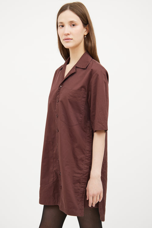 Button Short Sleeve Shirt Dress