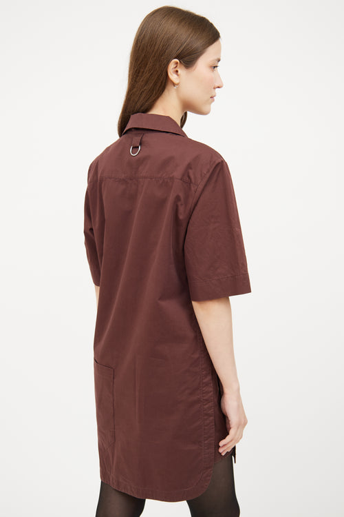 Button Short Sleeve Shirt Dress