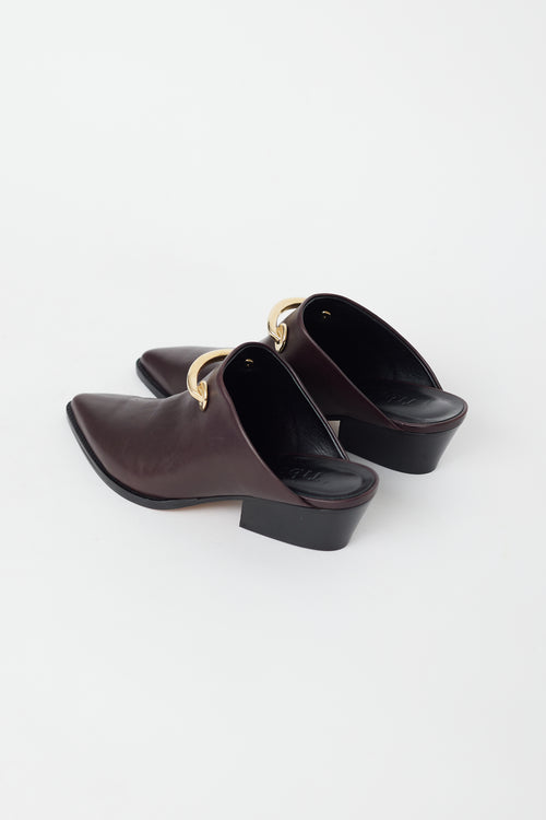 Tibi Brown 
Gold Leather Mateo Mule