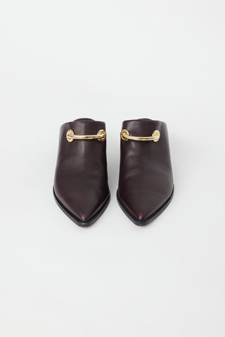 Tibi Brown 
Gold Leather Mateo Mule