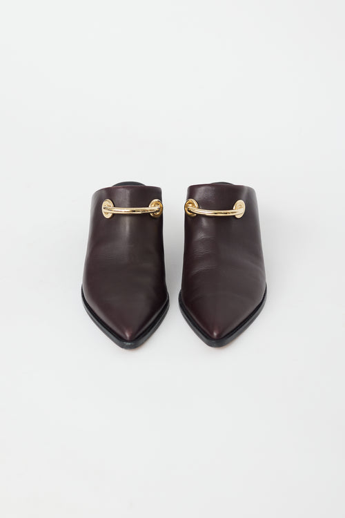 Tibi Brown 
Gold Leather Mateo Mule