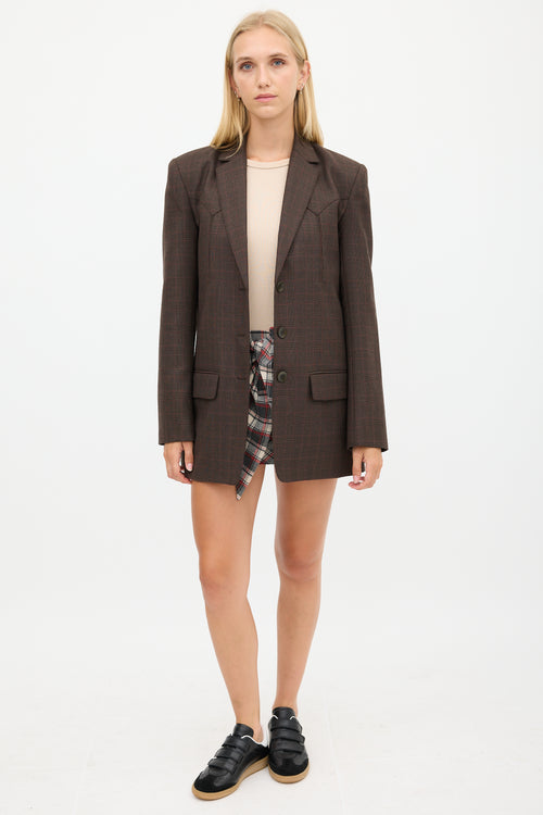 Tibi Brown 
Red Wool Plaid Blazer