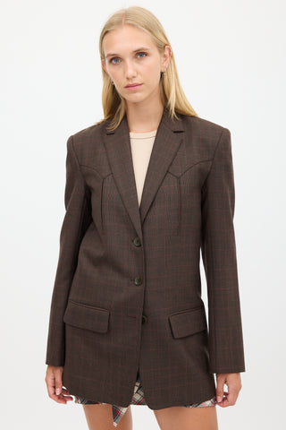 Tibi Brown 
Red Wool Plaid Blazer