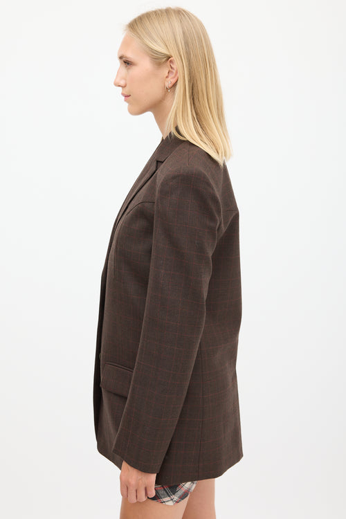 Tibi Brown 
Red Wool Plaid Blazer