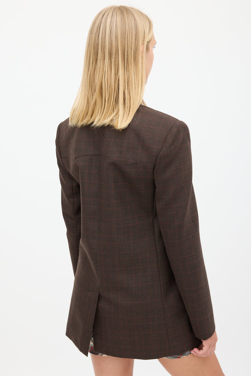 Tibi Brown 
Red Wool Plaid Blazer