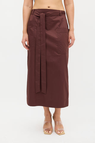 Tibi Brown Wrap Tie Skirt