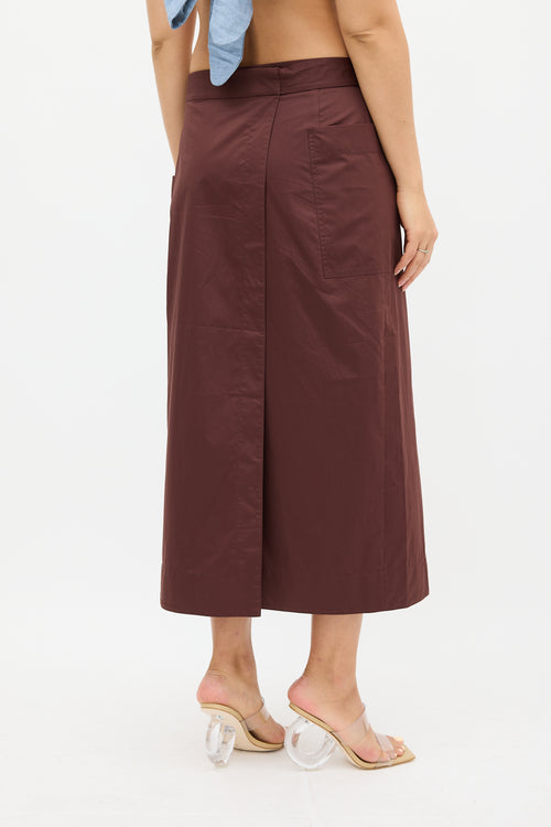 Tibi Brown Wrap Tie Skirt