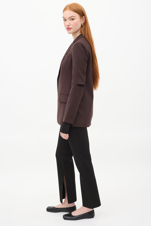 Tibi Dark Brown Wool Cut Out Sleeve Blazer