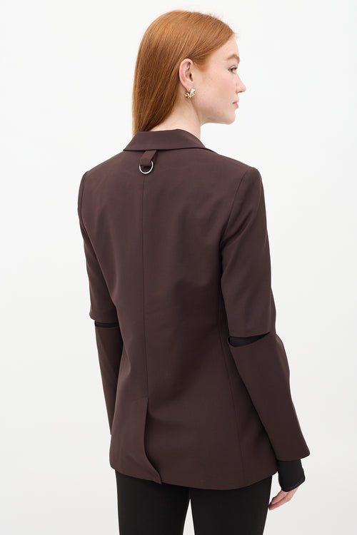 Tibi Dark Brown Wool Cut Out Sleeve Blazer