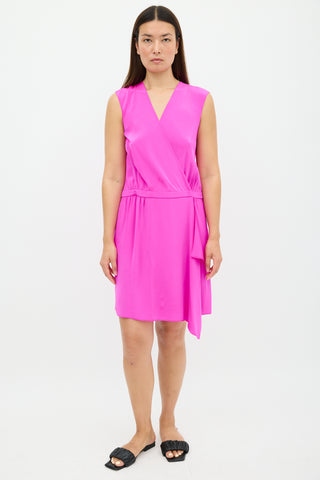 Tibi Fuchsia Silk Wrap Dress