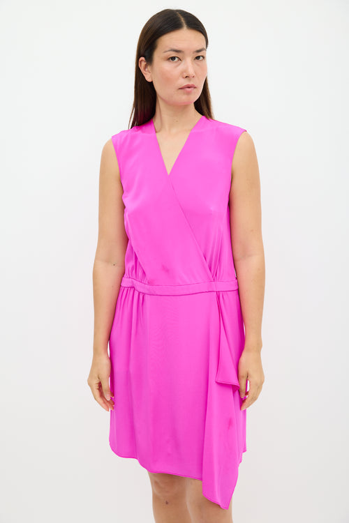 Tibi Fuchsia Silk Wrap Dress