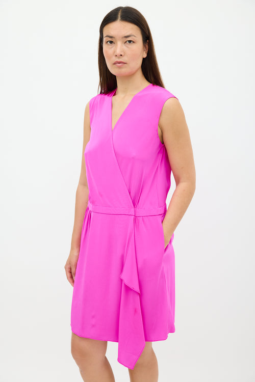 Tibi Fuchsia Silk Wrap Dress