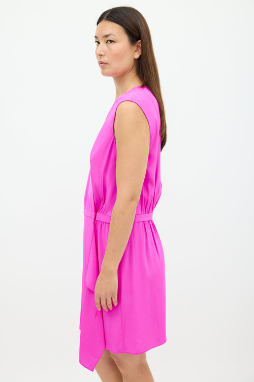 Tibi Fuchsia Silk Wrap Dress