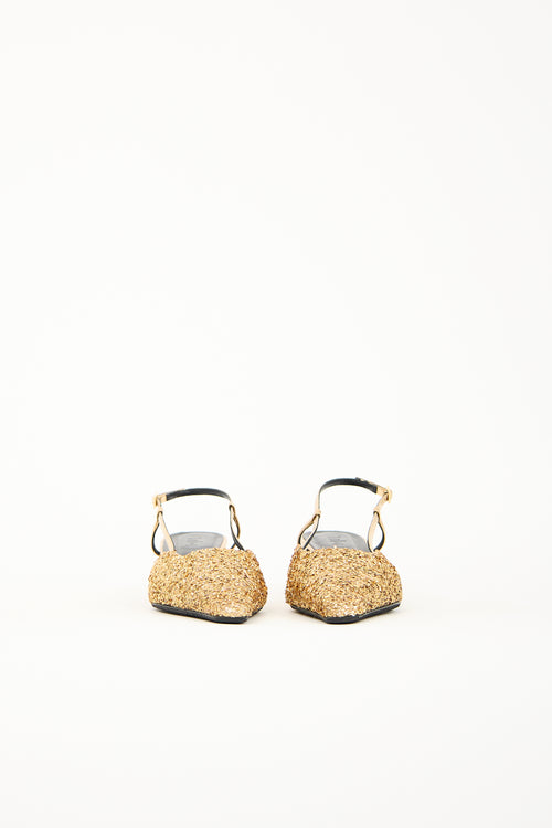 Tibi Gold Glitter Square Kitten Pump