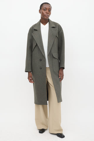 Tibi Grey Wool Two Button Coat