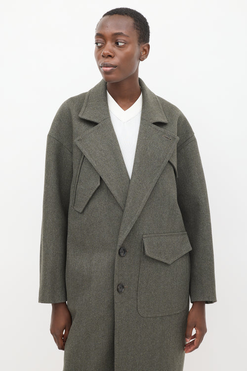 Tibi Grey Wool Two Button Coat