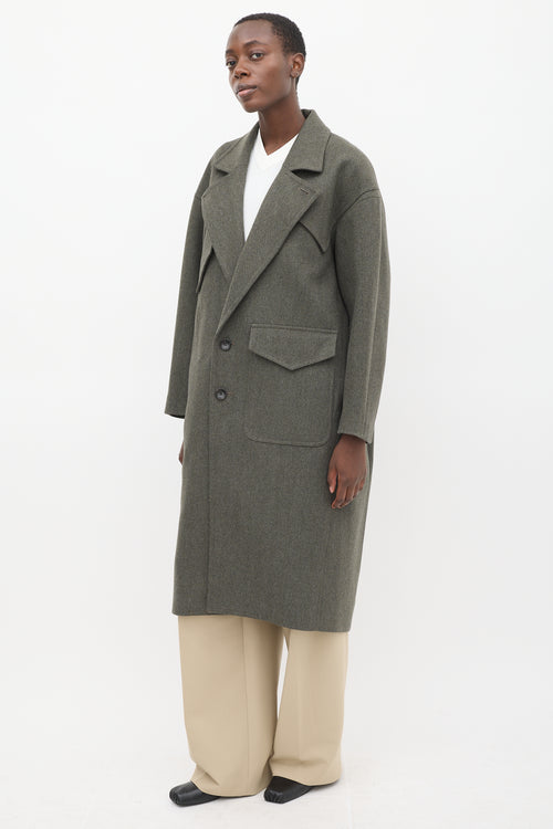 Tibi Grey Wool Two Button Coat