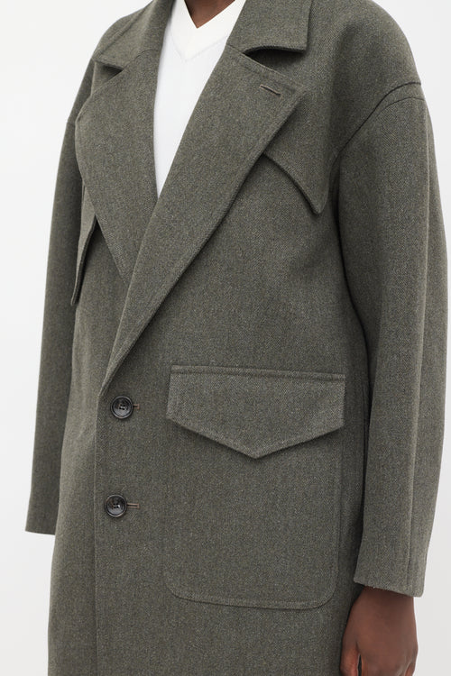 Tibi Grey Wool Two Button Coat