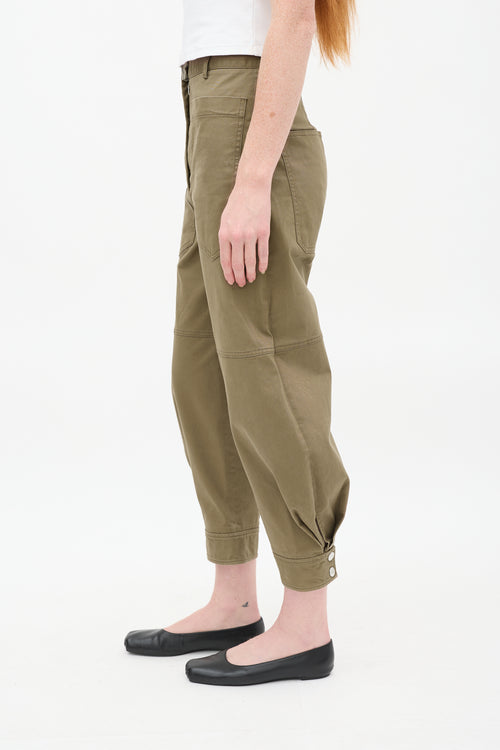 Tibi Khaki Green Cotton Patch Pocket Balloon Trouser