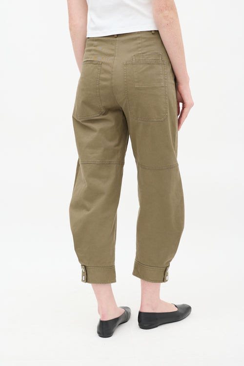 Tibi Khaki Green Cotton Patch Pocket Balloon Trouser