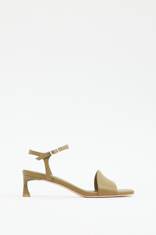 Tibi Green Leather Golly Sandal