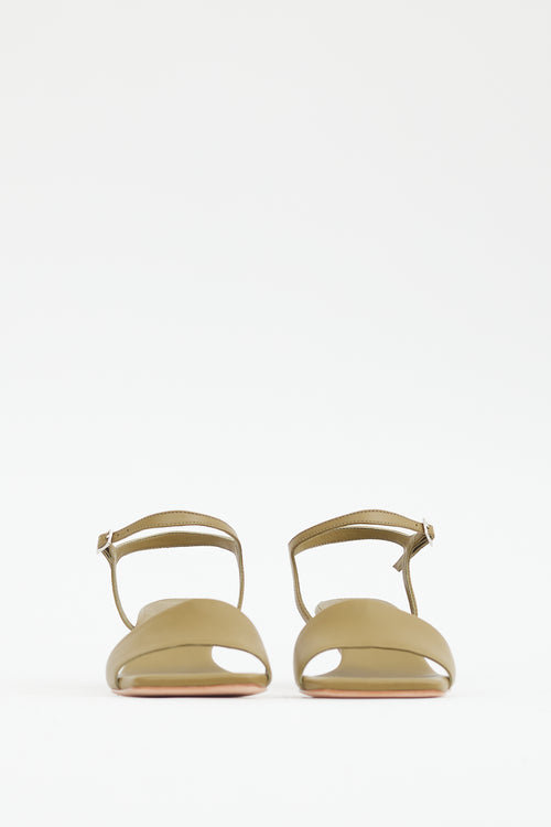 Tibi Green Leather Golly Sandal