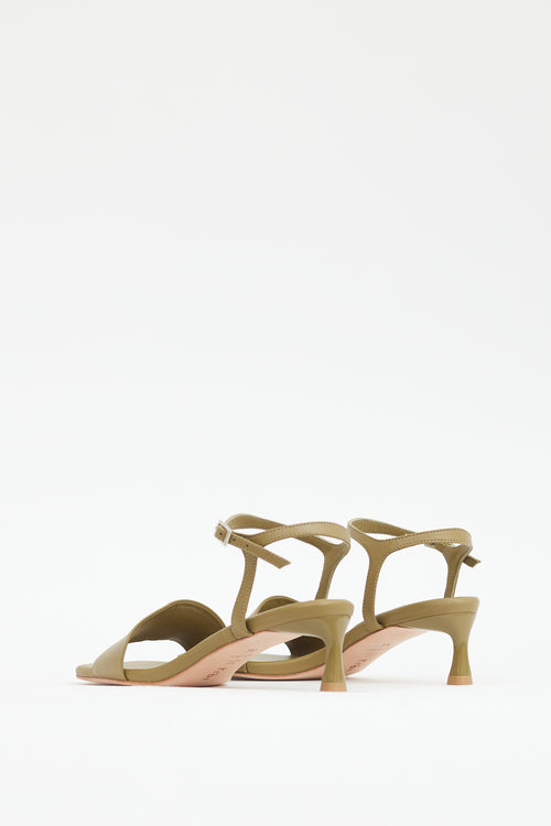 Tibi Green Leather Golly Sandal