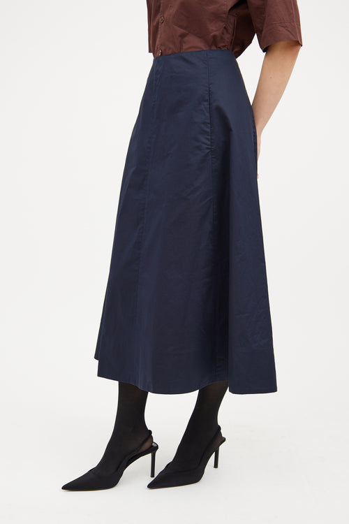 Navy A-line Midi Skirt