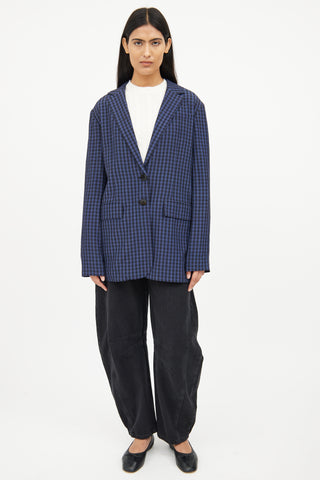 Tibi Navy 
Black Check Blazer