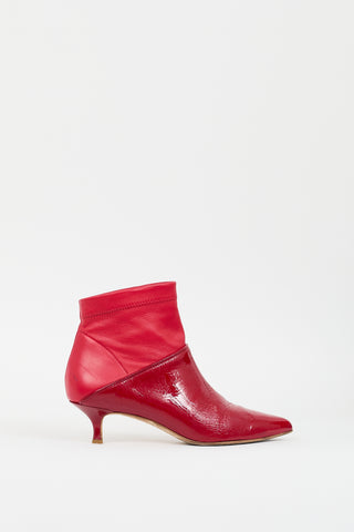 Tibi Red Patent Leather Jean Boot