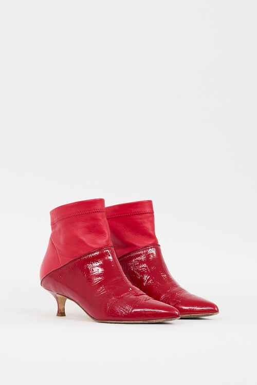 Tibi Red Patent Leather Jean Boot