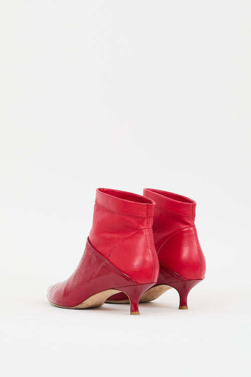 Tibi Red Patent Leather Jean Boot