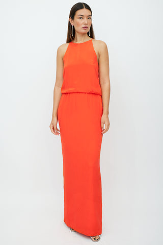 Tibi Red Silk Cut Out Maxi Dress