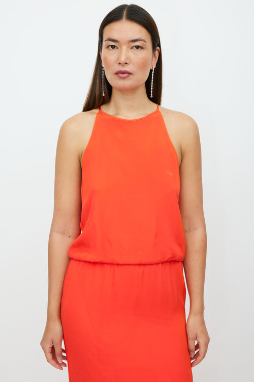 Tibi Red Silk Cut Out Maxi Dress