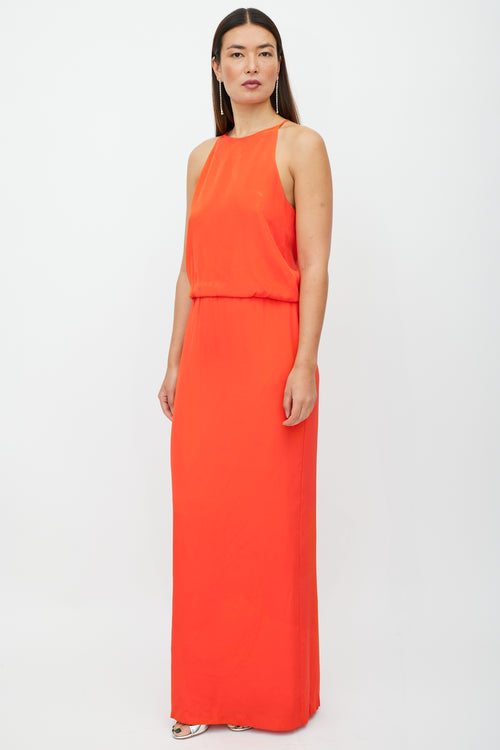 Tibi Red Silk Cut Out Maxi Dress