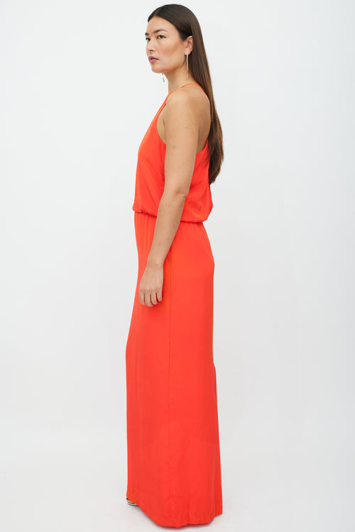 Tibi Red Silk Cut Out Maxi Dress