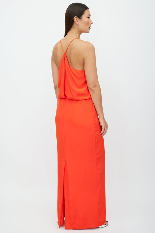 Tibi Red Silk Cut Out Maxi Dress