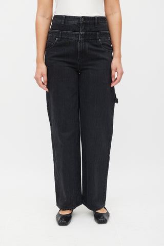 Tibi Washed Black Sam Double Waisted Jeans