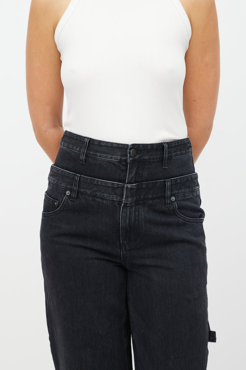 Tibi Washed Black Sam Double Waisted Jeans