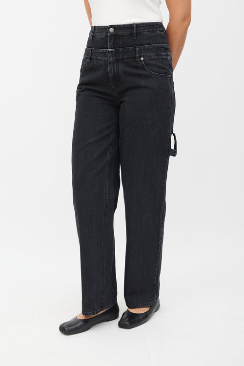 Tibi Washed Black Sam Double Waisted Jeans