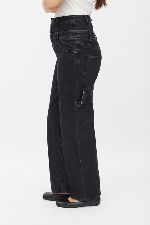 Tibi Washed Black Sam Double Waisted Jeans