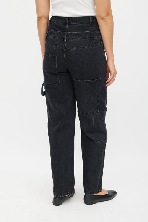 Tibi Washed Black Sam Double Waisted Jeans