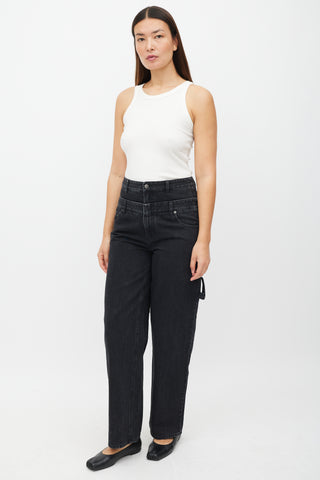 Tibi Washed Black Sam Double Waisted Jeans