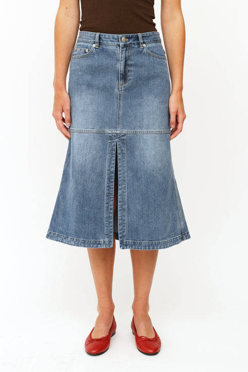 Tibi Blue Denim Panel Skirt